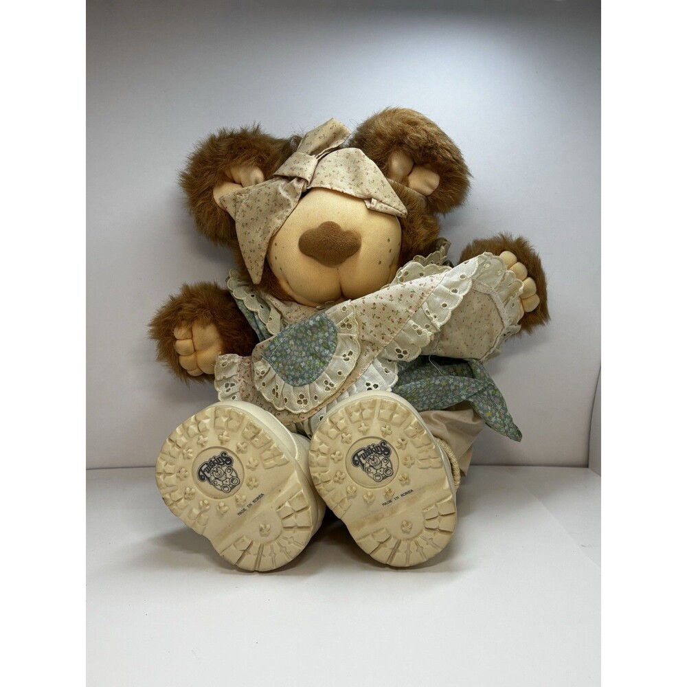 Vintage 1985 Furskins Persimmon Bear 15" Xavier Roberts Coleco Plush Full Outfit